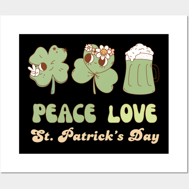 Peace Love St. Patricks Day Retro Wall Art by stressless